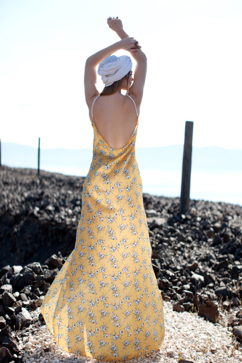 hera maxi yellow slip dress