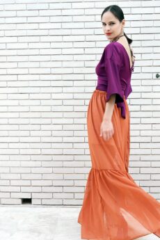 h-era orange long skirt