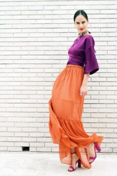 h-era orange long skirt