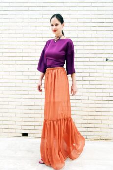 h-era orange long skirt