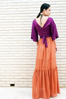 h-era orange long skirt