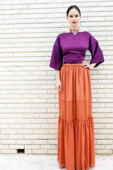 h-era orange long skirt