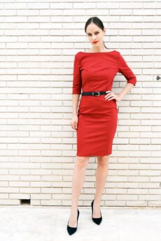 h-era midi burgundy dress