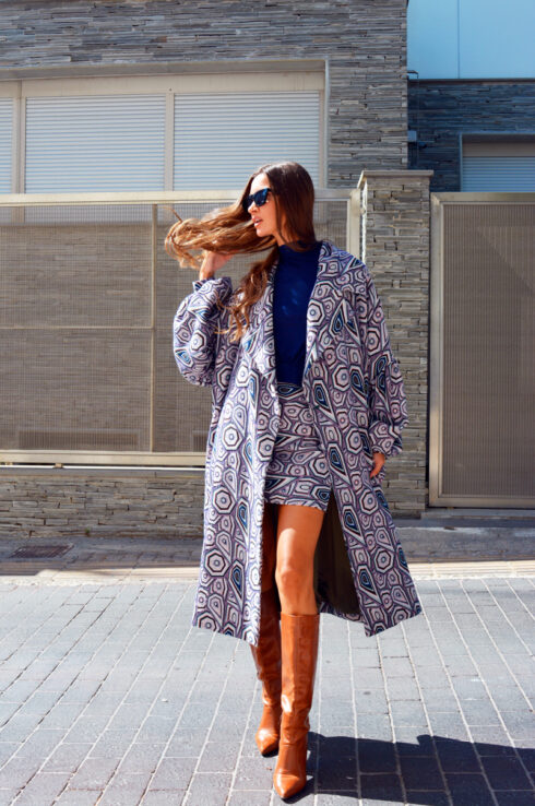 h-era oversized prints coat