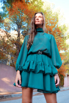 green georgette dress