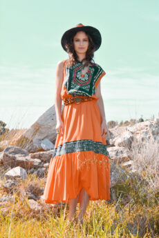 hera orange boho dress