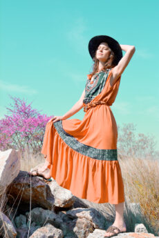 hera orange boho dress