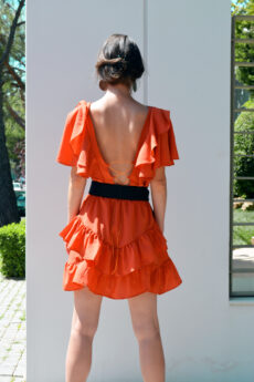 hera orange ruffle dress