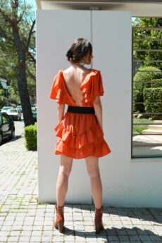 hera orange ruffle dress