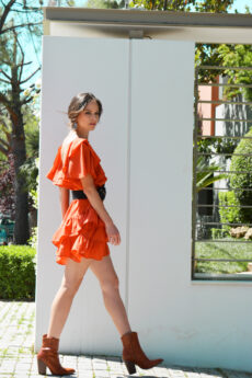 hera orange ruffle dress