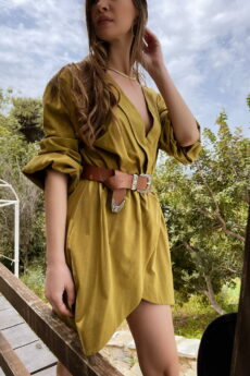 hera mustard wrap dress