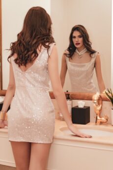 hera mini white glitter dress