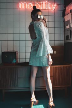 h-era white crochet dress