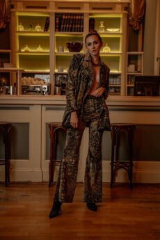 h-era printed velvet suit