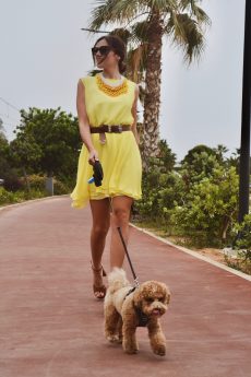 h-era yellow mini dress