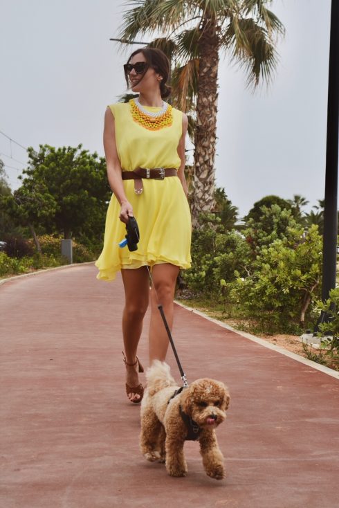 h-era yellow mini dress