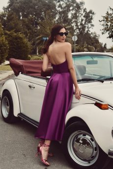 h-era magenta midi dress