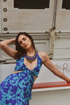 h-era blue printed dress