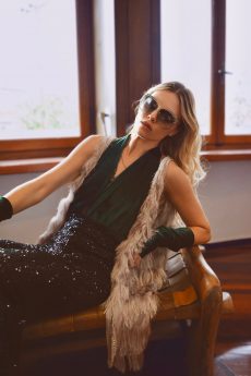 h-era sequin flair pants