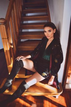 h-era corduroy jacket and skirt