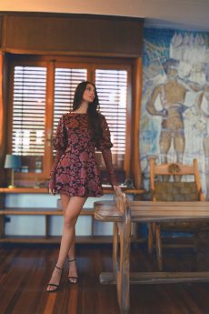 h-era laser cut leather dress