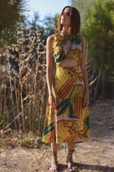 h-era yellow printed dress