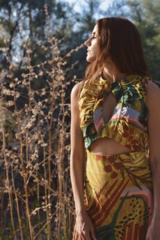 h-era yellow printed dress