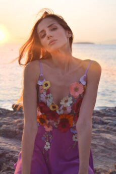 h-era flower magenta dress
