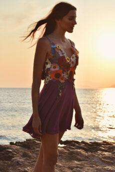 h-era flower magenta dress
