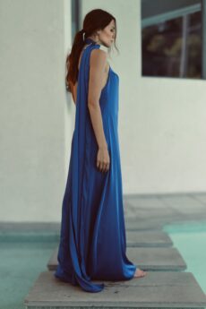 h-era maxi blue scarf dress