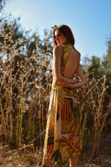 h-era yellow printed dress