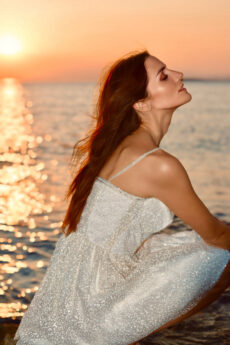 h-era white glitter dress