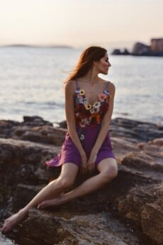 h-era flower magenta dress