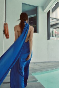 h-era maxi blue scarf dress