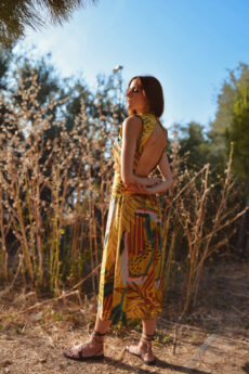 h-era yellow printed dress