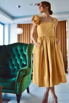 h-era yellow midi dress