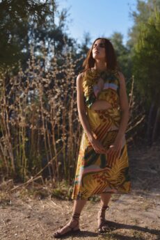 h-era yellow printed dress