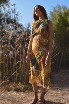 h-era yellow printed dress
