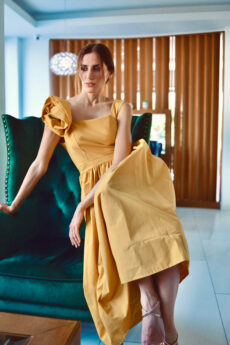 h-era yellow midi dress