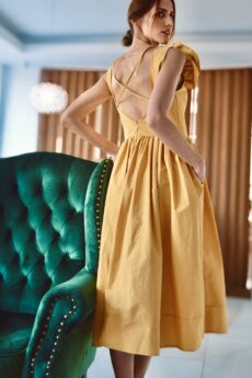 h-era yellow midi dress